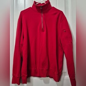 Mens Vintage Woolrich Quarter Zip Cotton Pullover Sweater Size Large